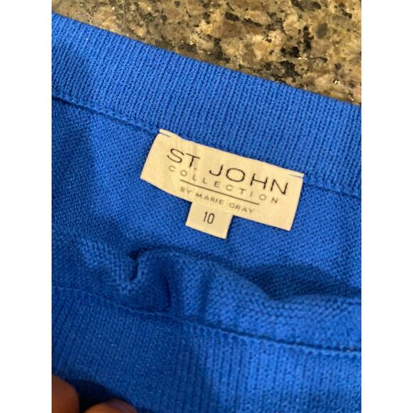 Classic ST. JOHN BASICS Blue Santana Knit Pencil Skirt SZ 10 Made in USA - Picture 2 of 6